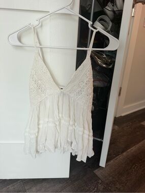 fab'rik White Crochet V-Neck Camisole Tank